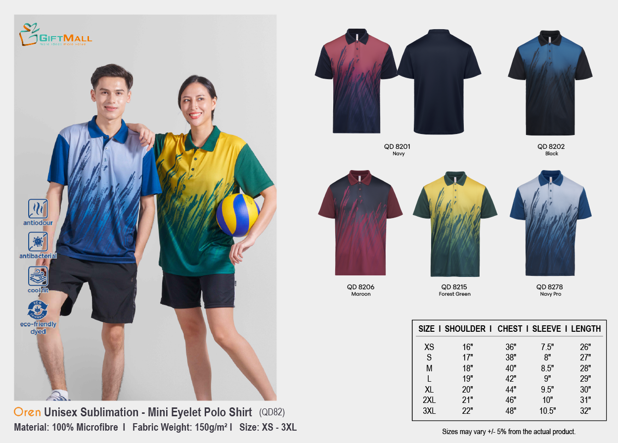 Oren QD82 (150gsm)<br>Unisex Sublimation