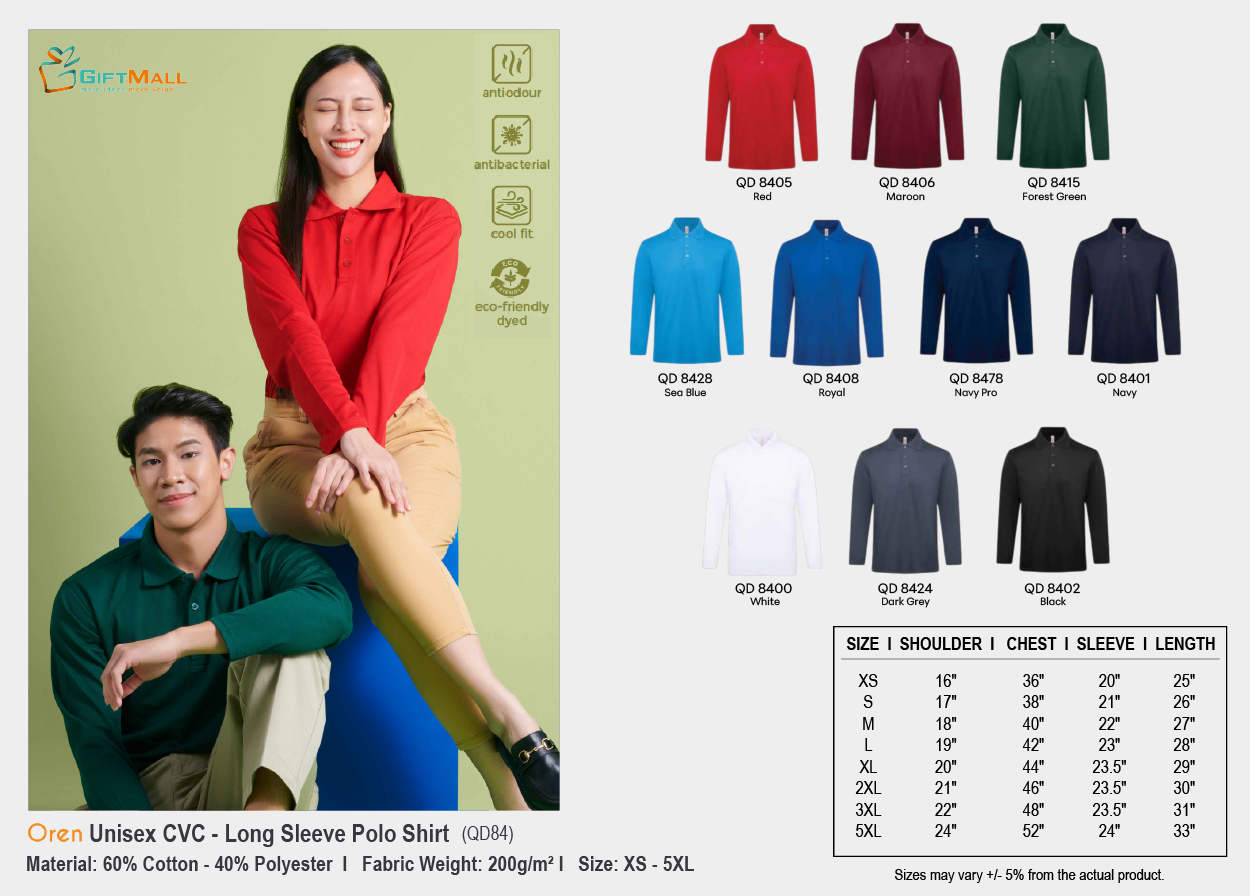 Oren QD84 (200gsm)<br>Unisex CVC