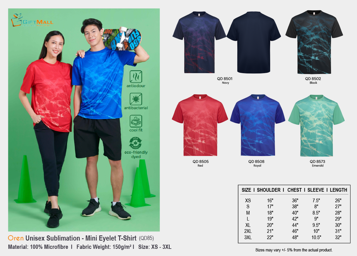 Oren QD85 (150gsm)<br>Unisex Sublimation