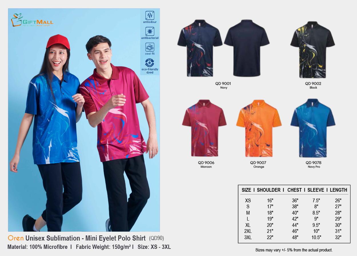 Oren QD90 (150gsm)<br>Unisex Sublimation