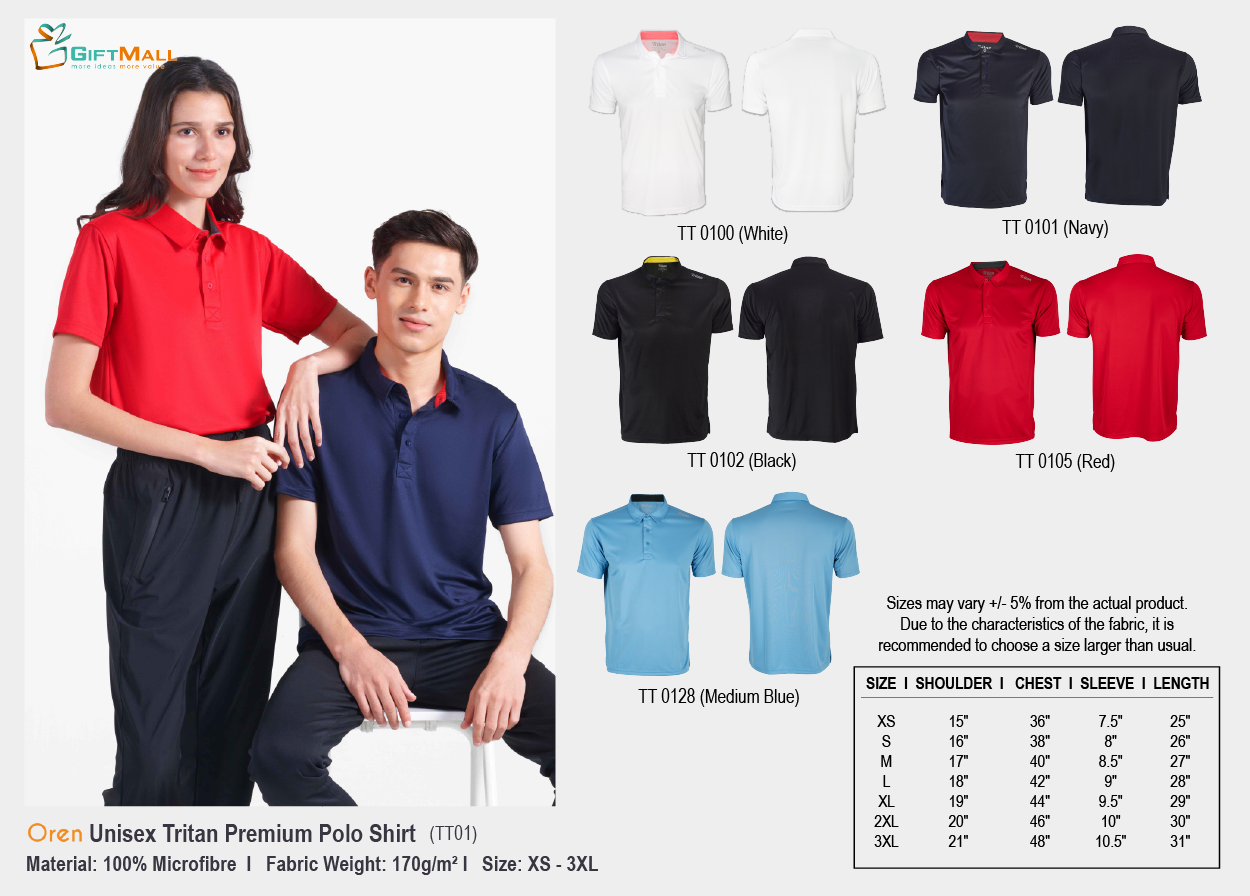 Oren TT01 (170gsm)<br>Premium Polo Shirt