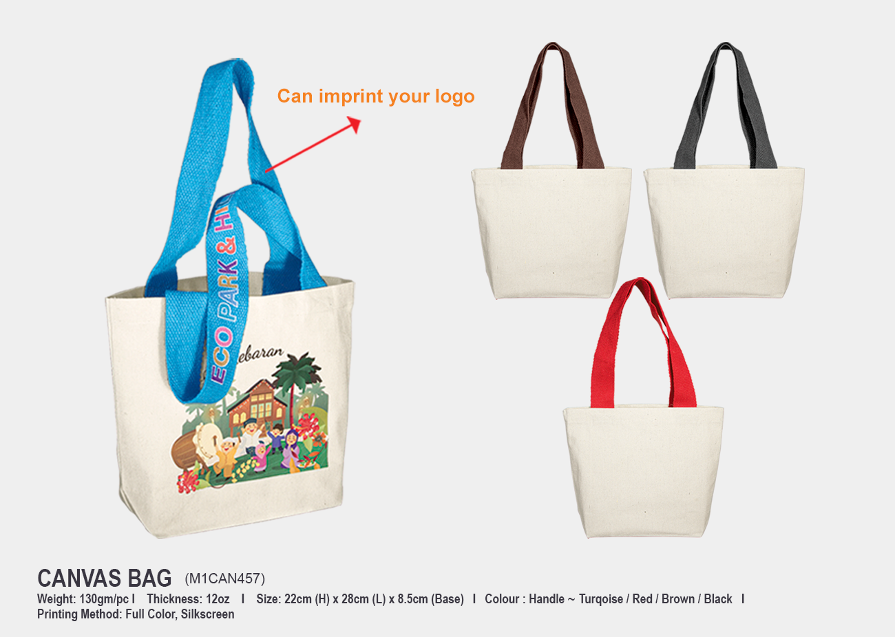 Canvas Bag M1CAN457 <br>22cm(H) x 28cm(L) x 8.5cm(Base)