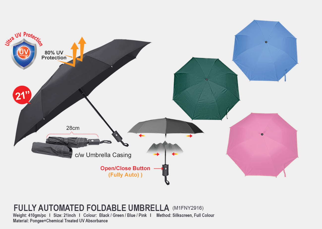 21" Fully Automated Foldable Umbrell M1FNY2916