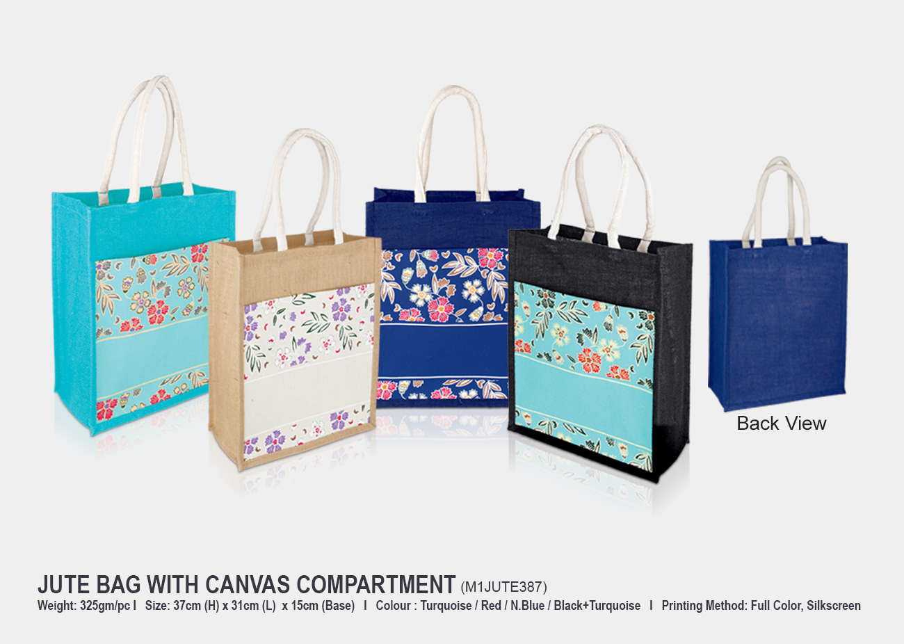 Jute Bag M1JUTE387 <br>37cm(H) x 31cm(L) x 15cm(W)