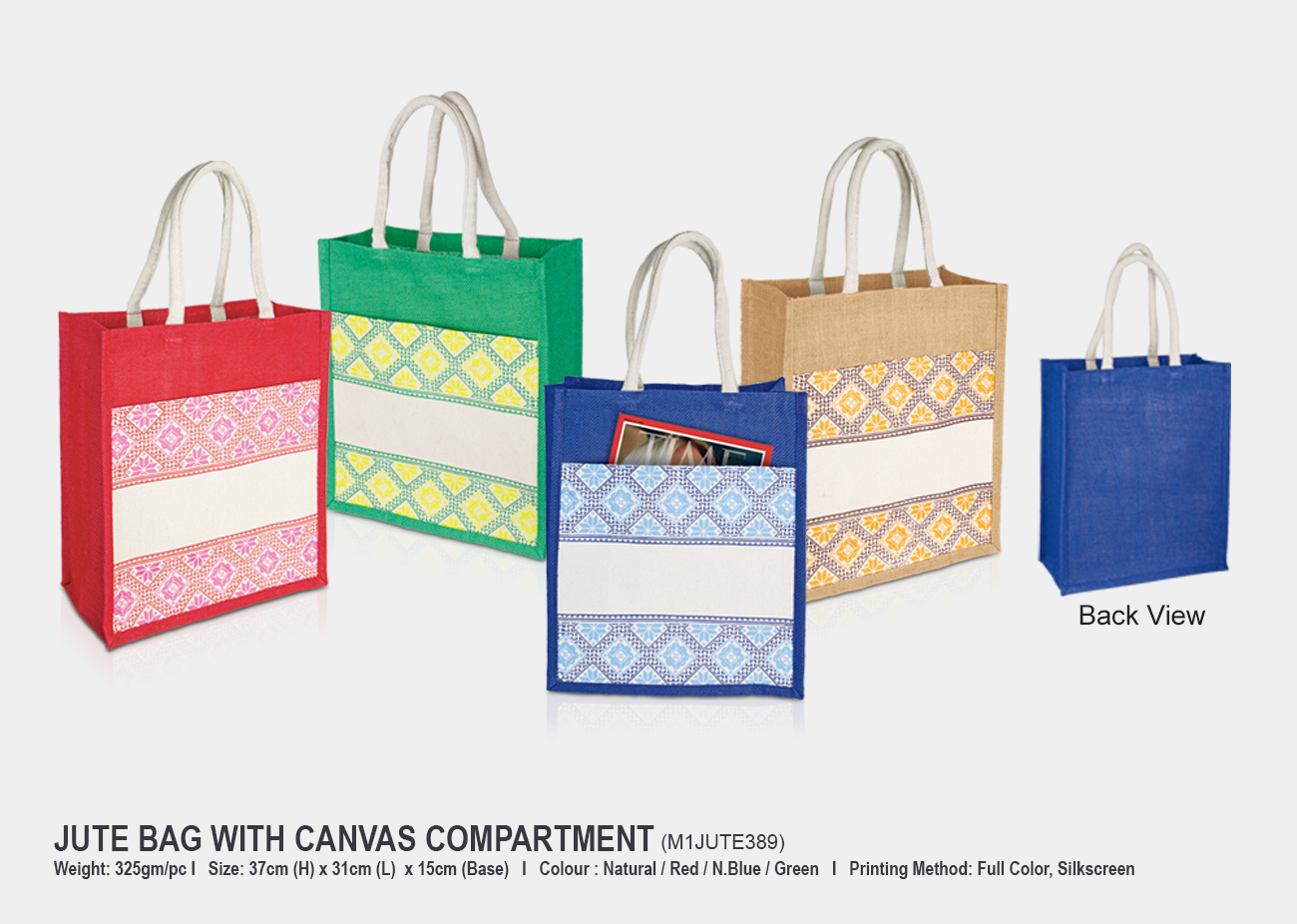 Jute Bag M1JUTE389 <br>37cm(H) x 31cm(L) x 15cm(W)