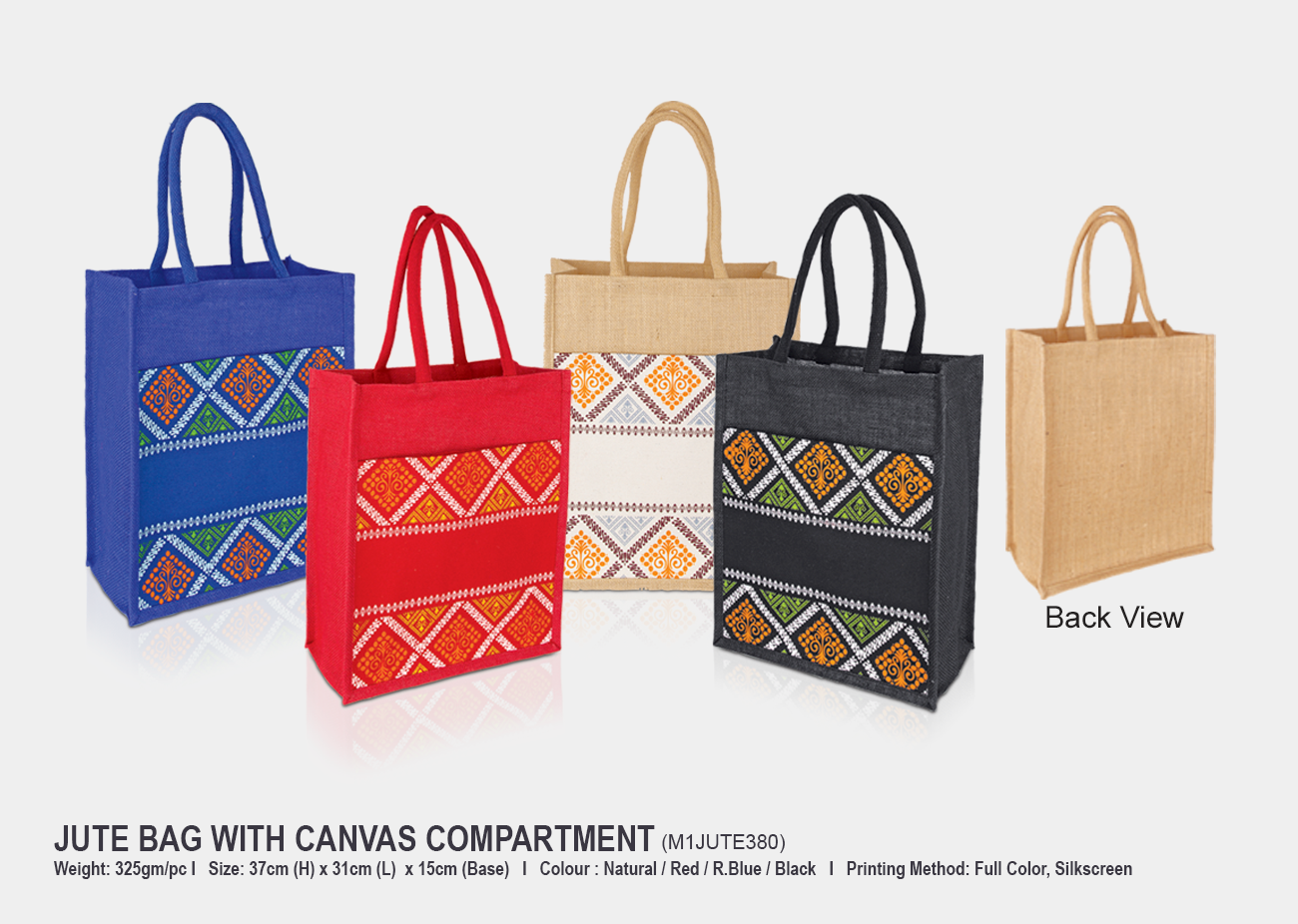 Jute Bag M1JUTE380 <br>37cm(H) x 31cm(L) x 15cm(W)