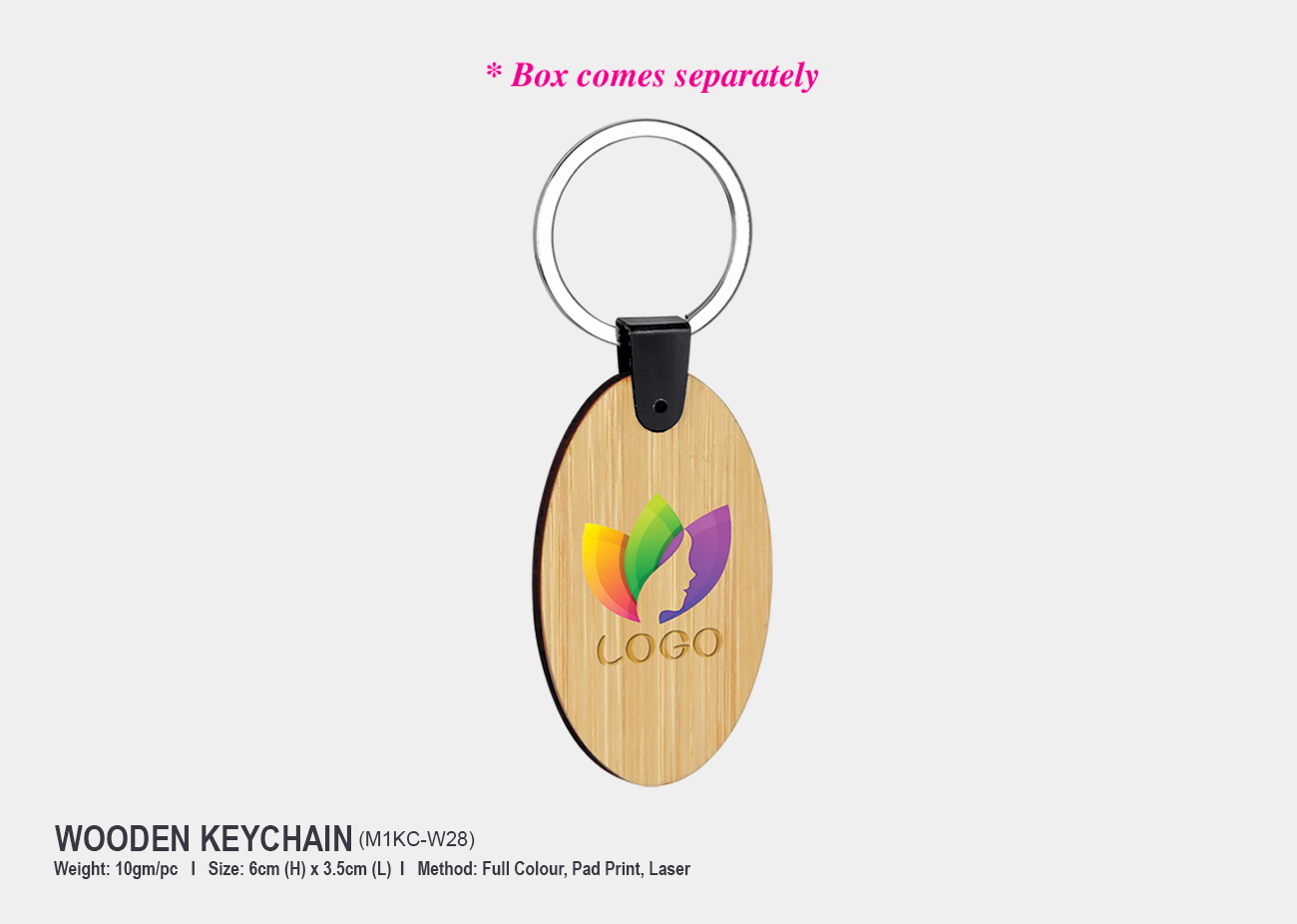 Wooden Keychain M1KCW28<br> 6cm(H) x 3.5cm(L)