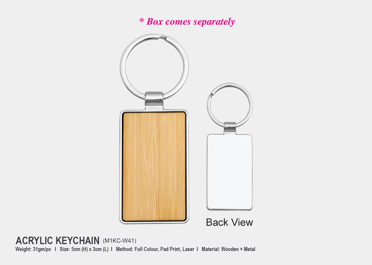 Wooden Metal Keychain M1KCW41<br>5cm (H) x 3cm (L)