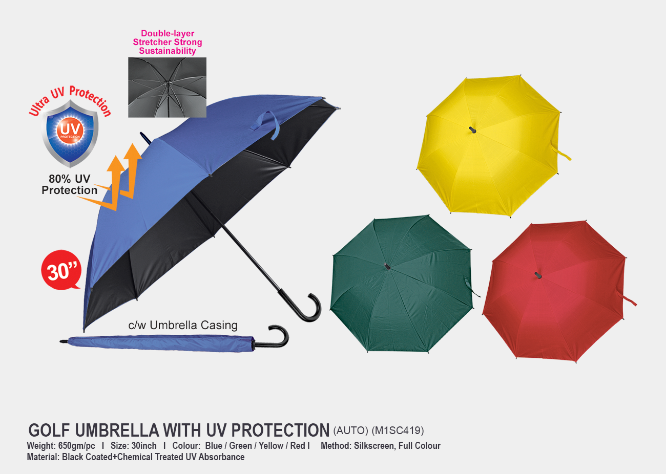 30" Golf Umbrella with UV Protection M1SC419