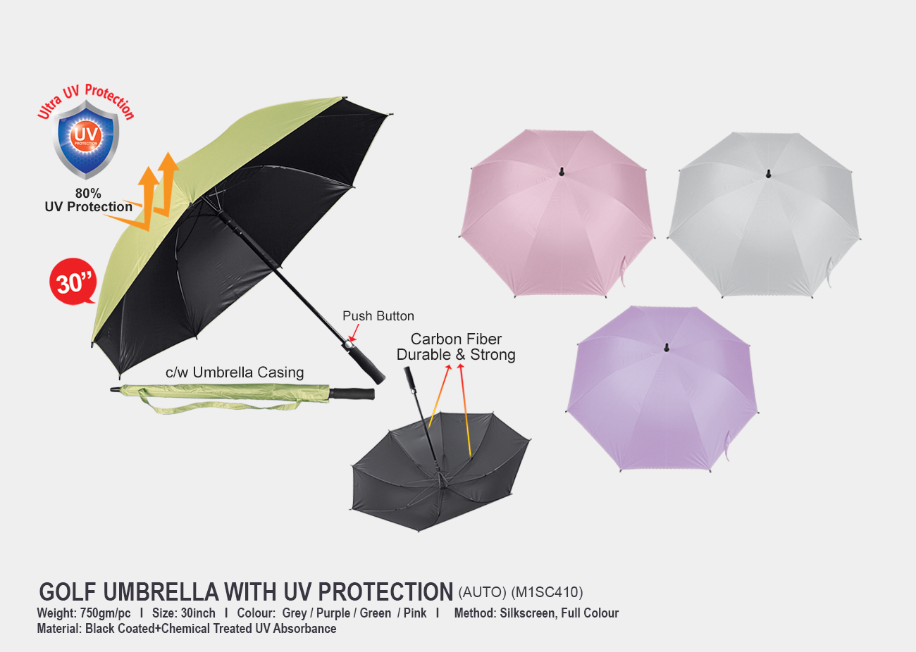 30" Golf Umbrella with UV Protection M1SC410