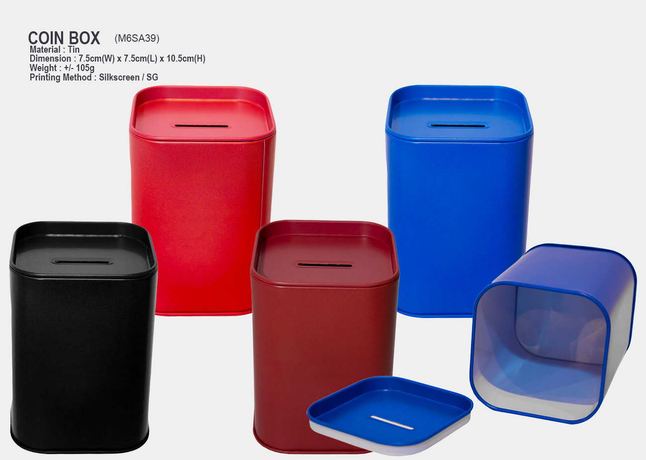Coin Box M6SA39<BR>7.5cm(W) x 7.5cm(L) x 10.5cm(H)