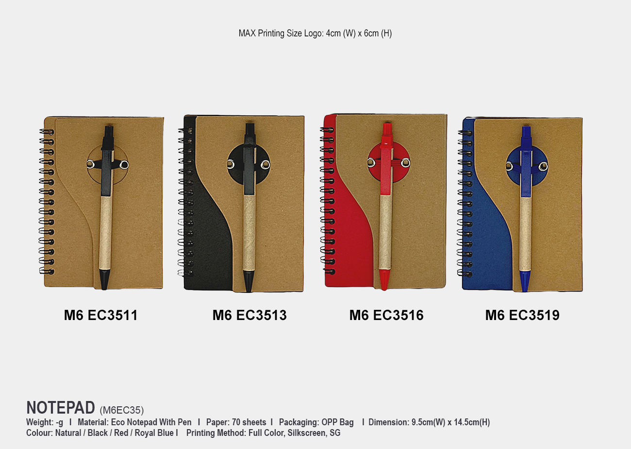 Eco Memopad M6EC35 <br> 9.5cm(W) X 14.5cm(H)