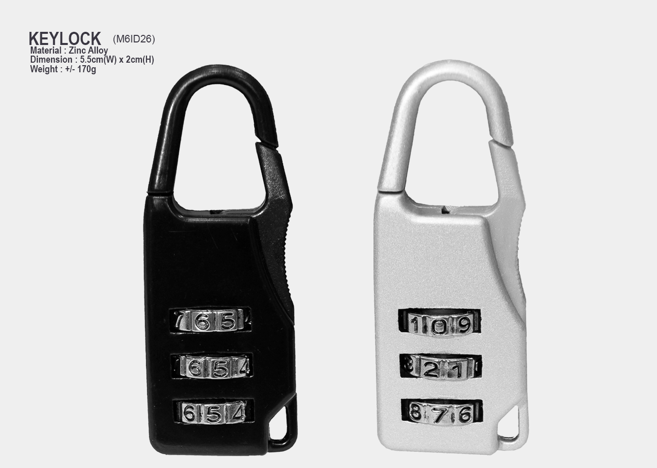 Luggage Lock M6ID26 <br>5.5cm(W) x 2cm(H)