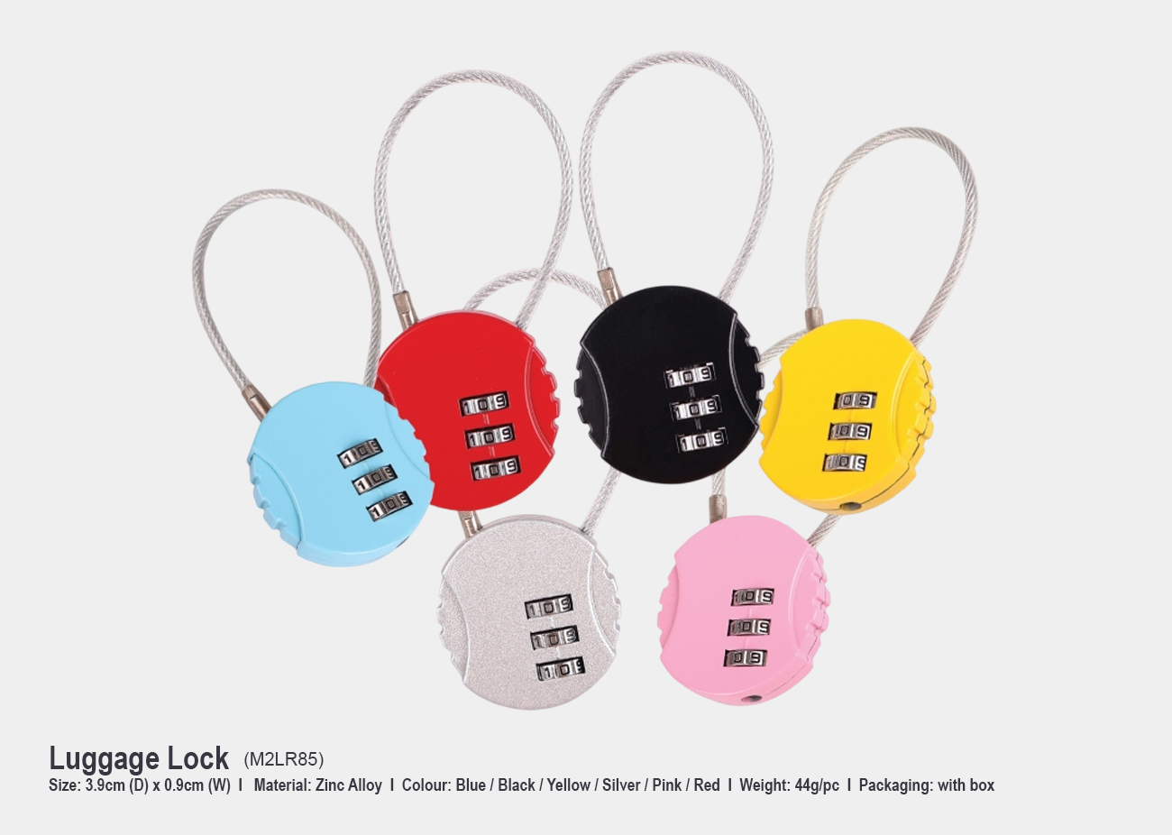 Luggage Lock M2LR85 <br>3.9cm (D) x 0.9cm (W)