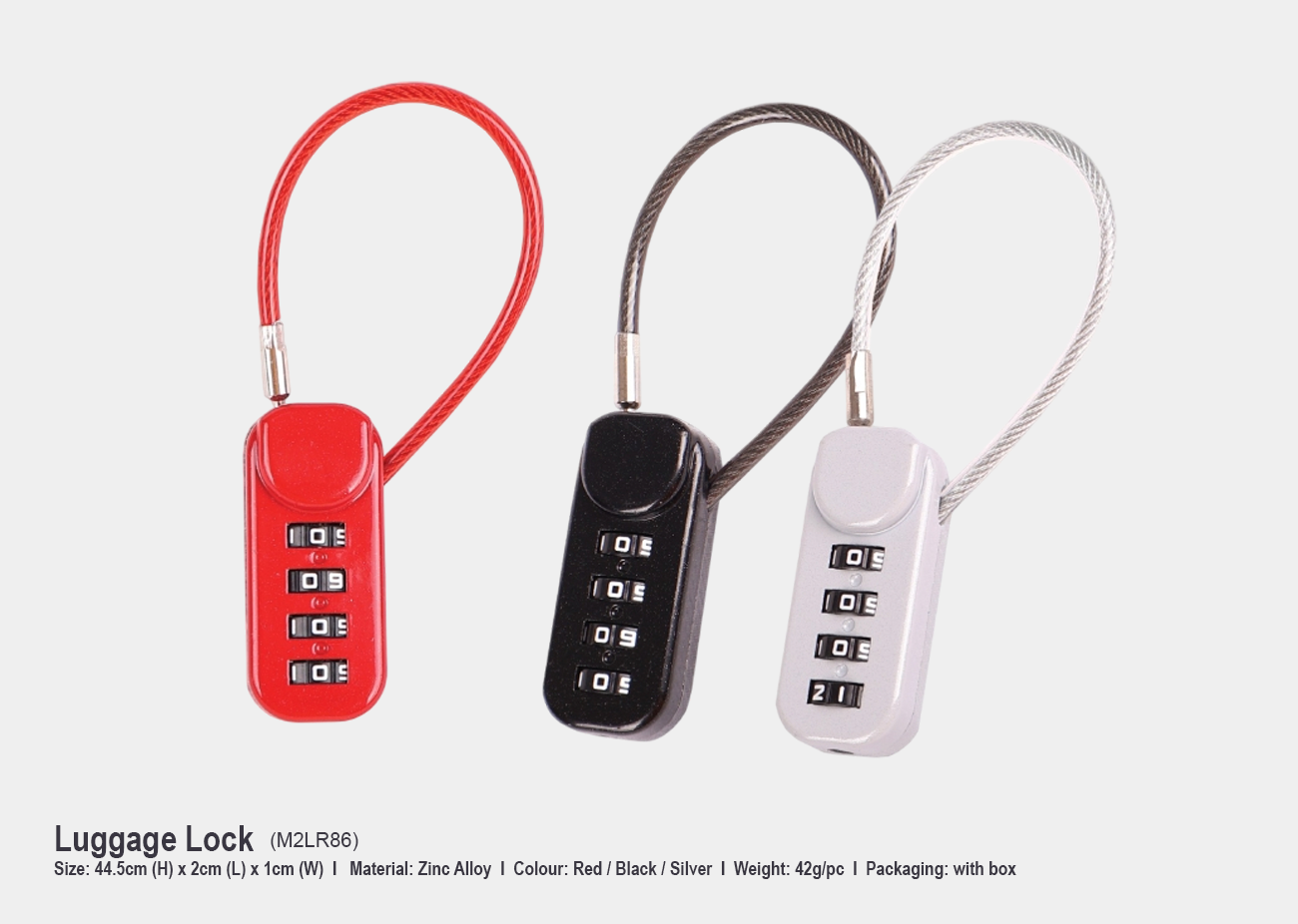 Luggage Lock M2LR86 <br>4.5cm (H) x 2cm (L) x 1cm (W)