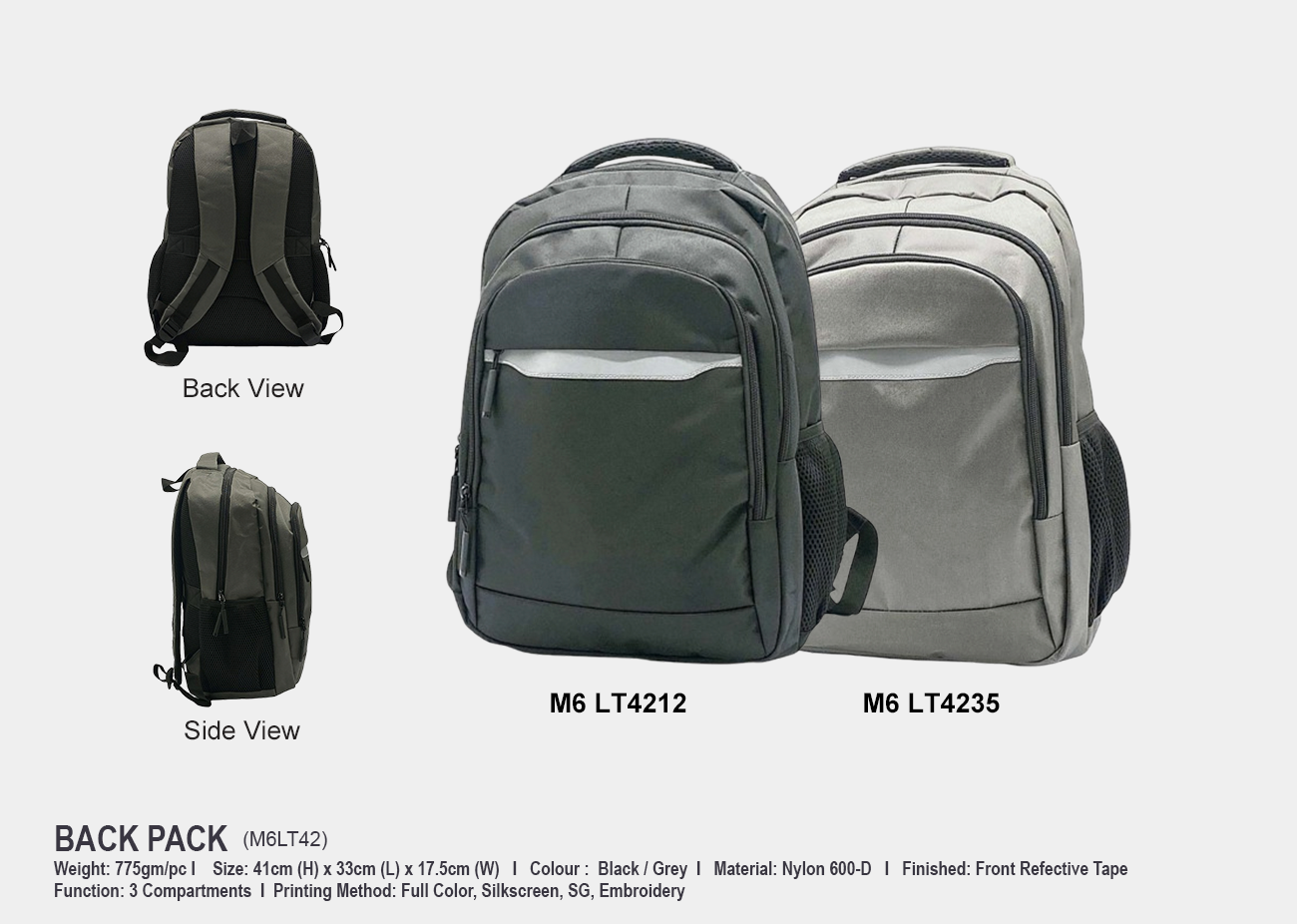 Laptop Backpack M6LT42 <br> 33cm(L) x 17.5cm(W) x 41cm(H)