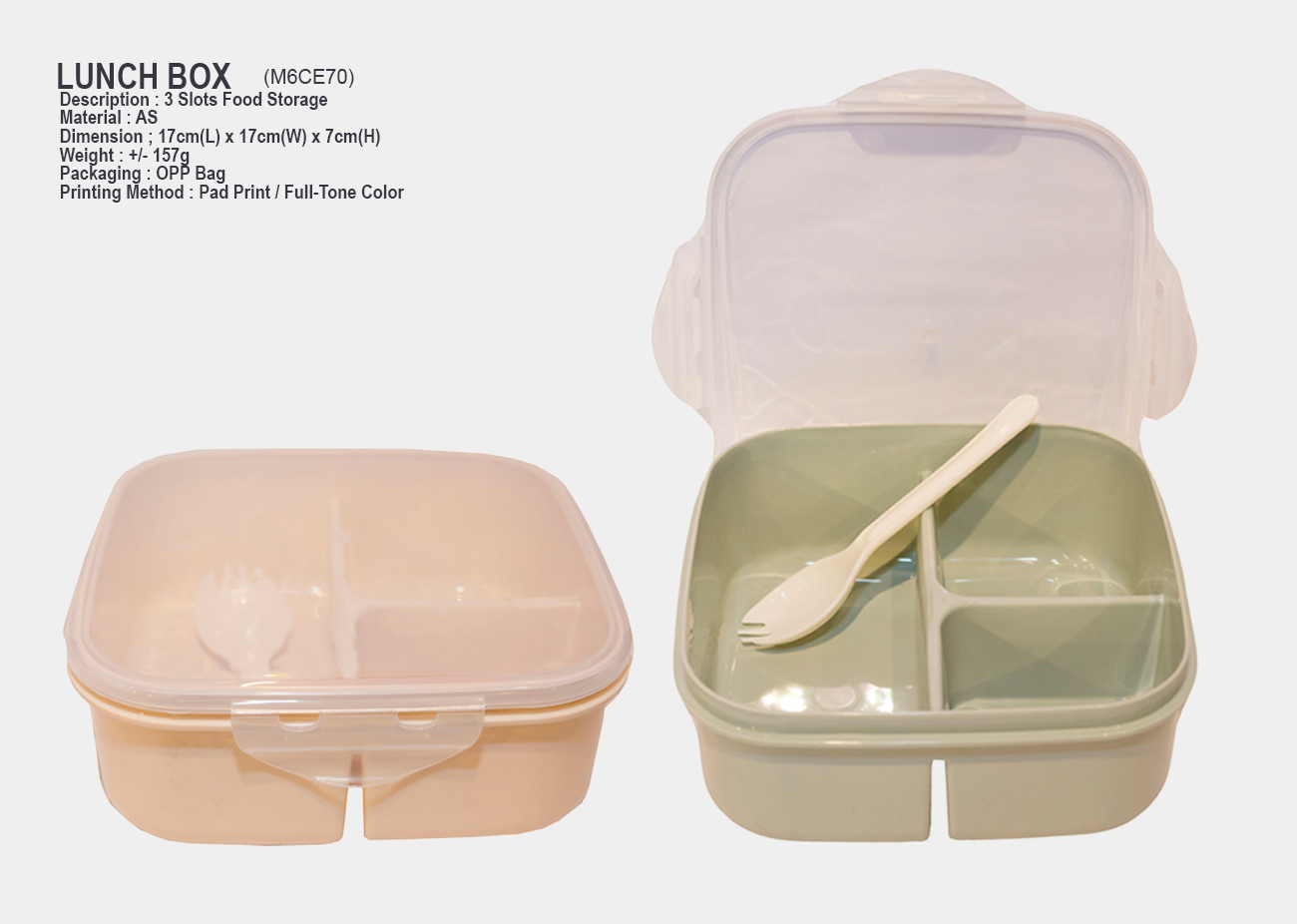 3 Slots Food Storage M6CE70<br>17cm(L) x 17cm(W) x 7cm(H)