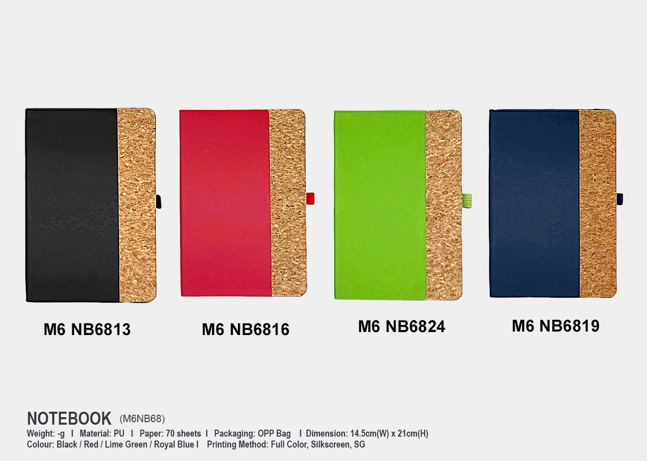 PU Notebook M6NB68 <br> 14.5cm(W) x 21cm(H)