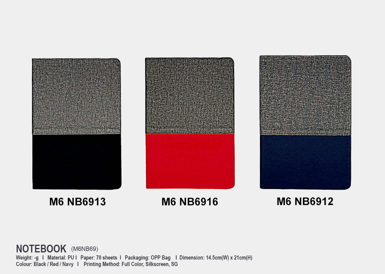 PU Notebook M6NB68 <br> 14.5cm(W) x 21cm(H)