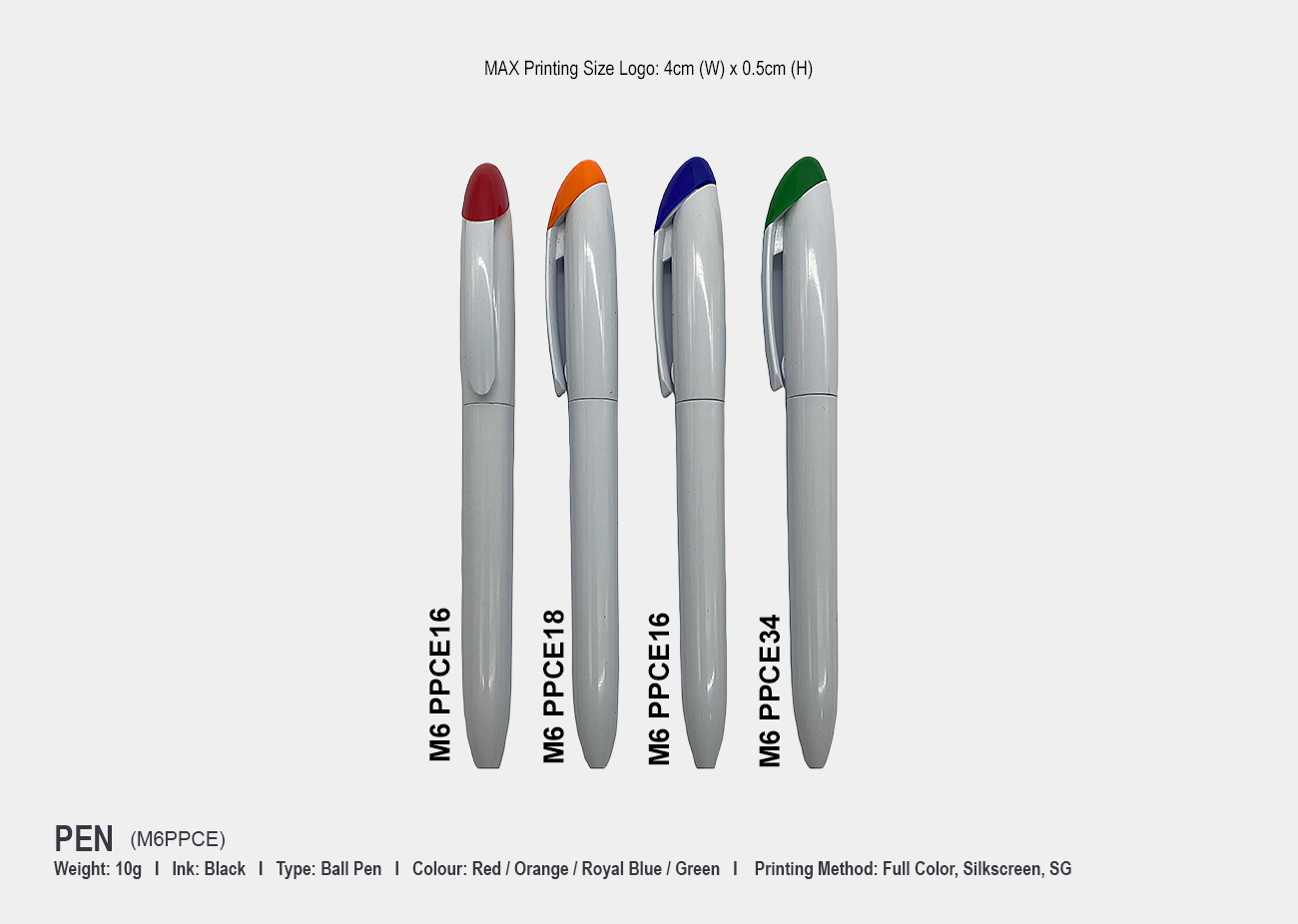 Plastic Pen M6PPCE <br> +/- 10g