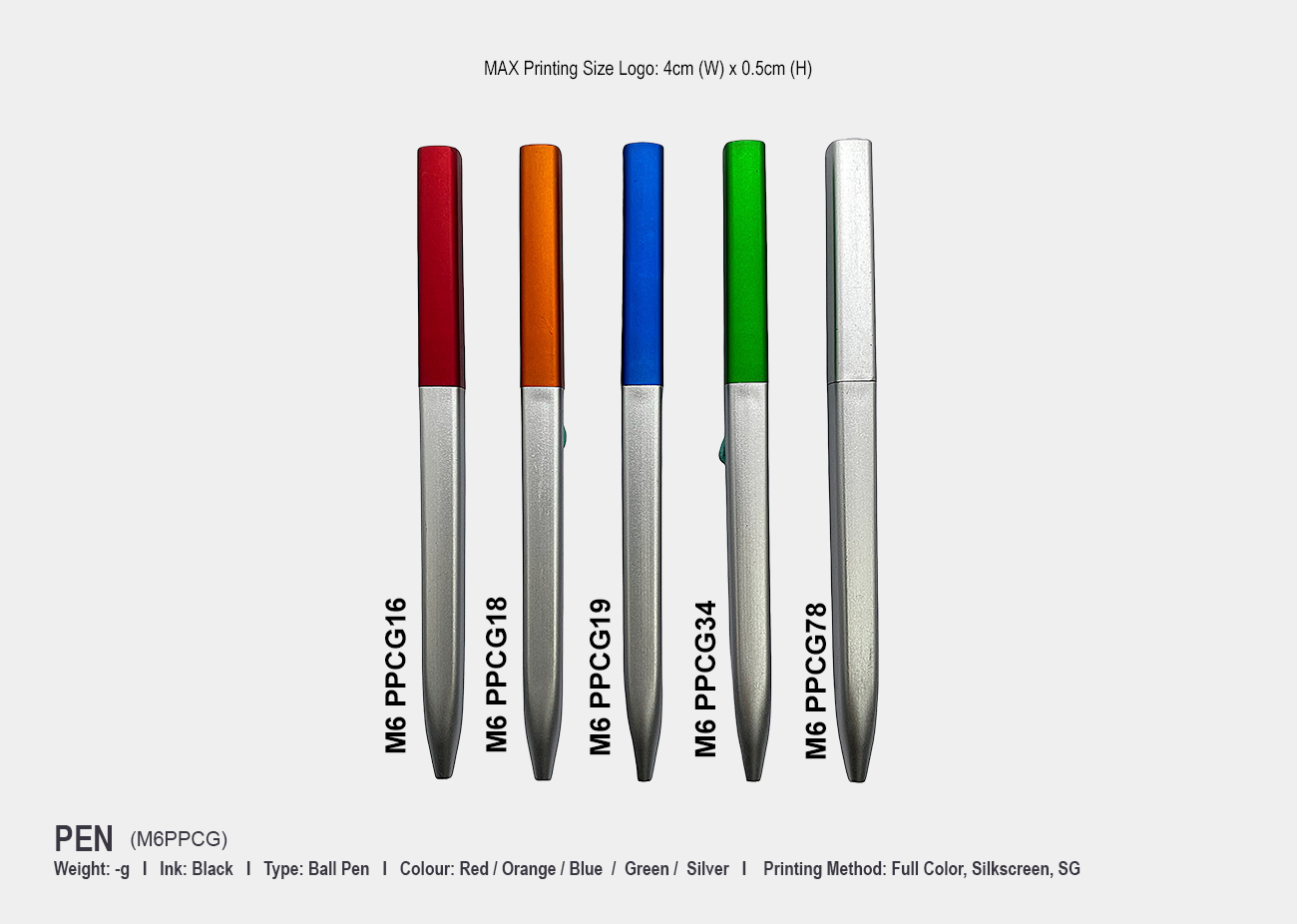 Plastic Pen M6PPCG <br> +/- 10g
