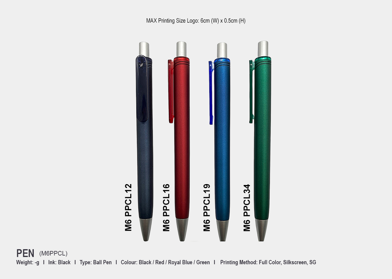 Plastic Pen M6PPCL <br> +/- 10g
