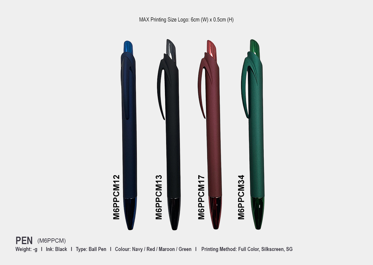 Plastic Pen M6PPCM <br> +/- 10g