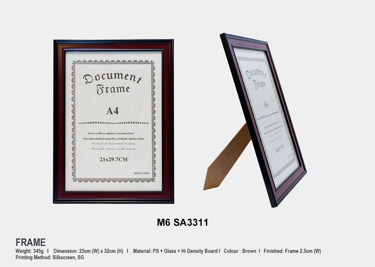 A4 Certificate Frame M6SA33<br>23cm(W) x 32cm (H)