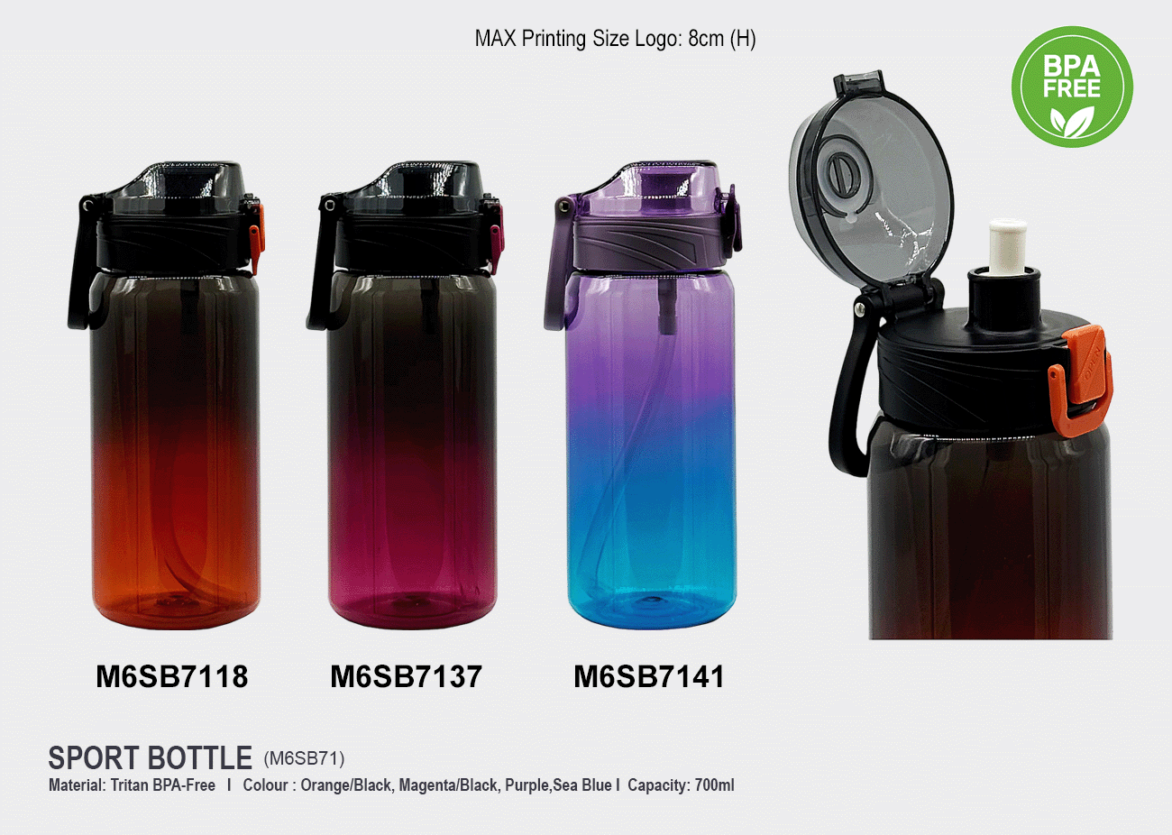 BPA FREE Sport Bottle M6SB71<br>700ml