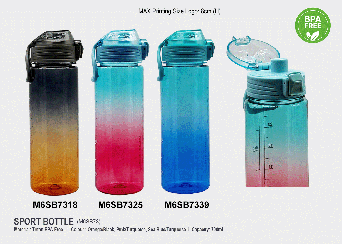 BPA FREE Sport Bottle M6SB73<br>700ml