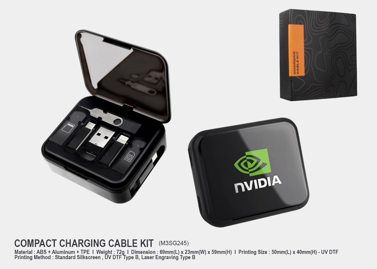 Charging Cable Kit M3SG245<br>69mm(L) x 23mm(W) x 59mm(H)