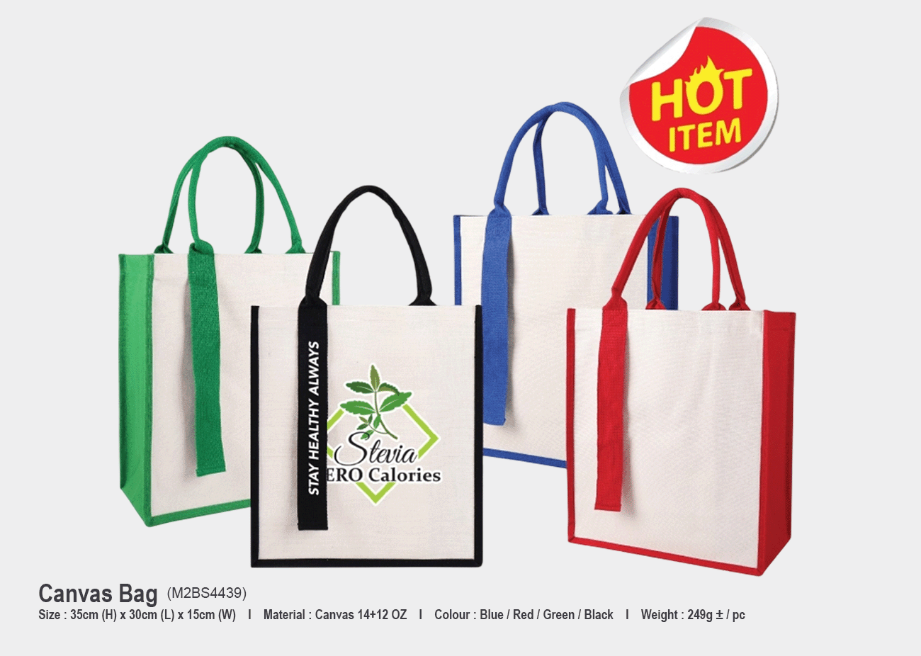 Canvas Bag M2BS4439 <br> 35cm (H) x 30cm (L) x 15cm (W)