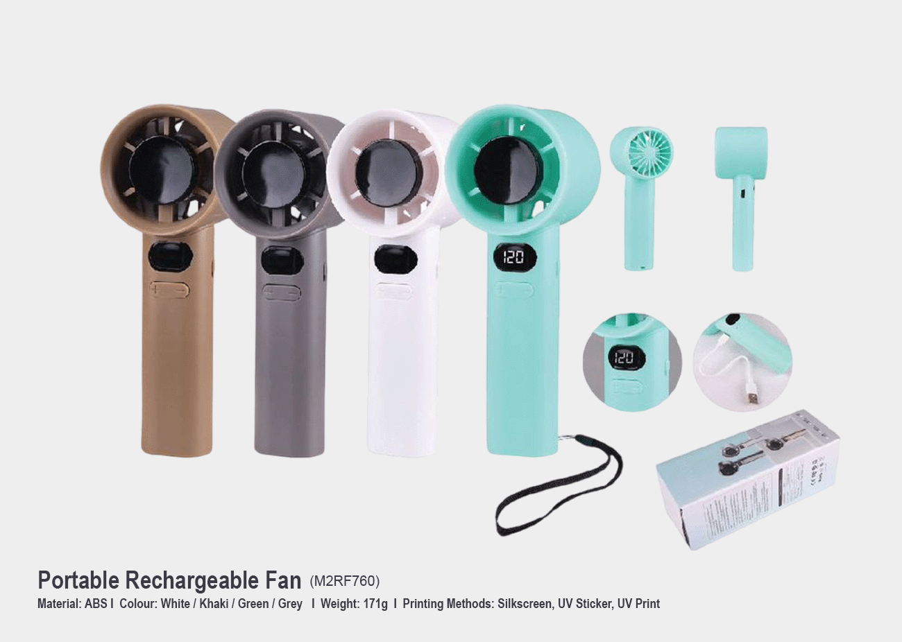 Portable Rechargable Fan M2RF760 <br>16cm (L)