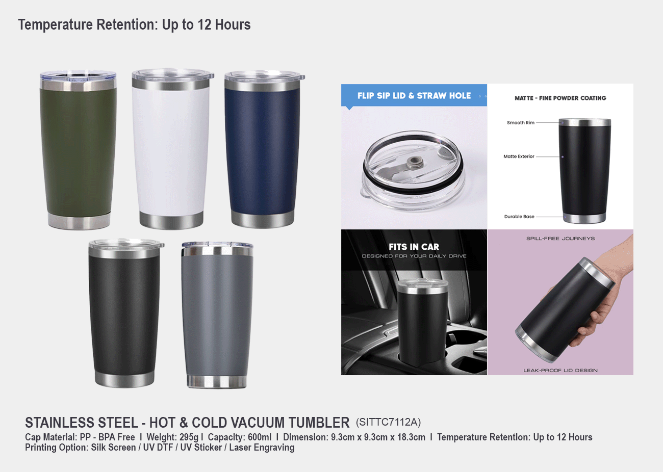 Stainless Steel Tumbler SITTC7112A <br>600ml
