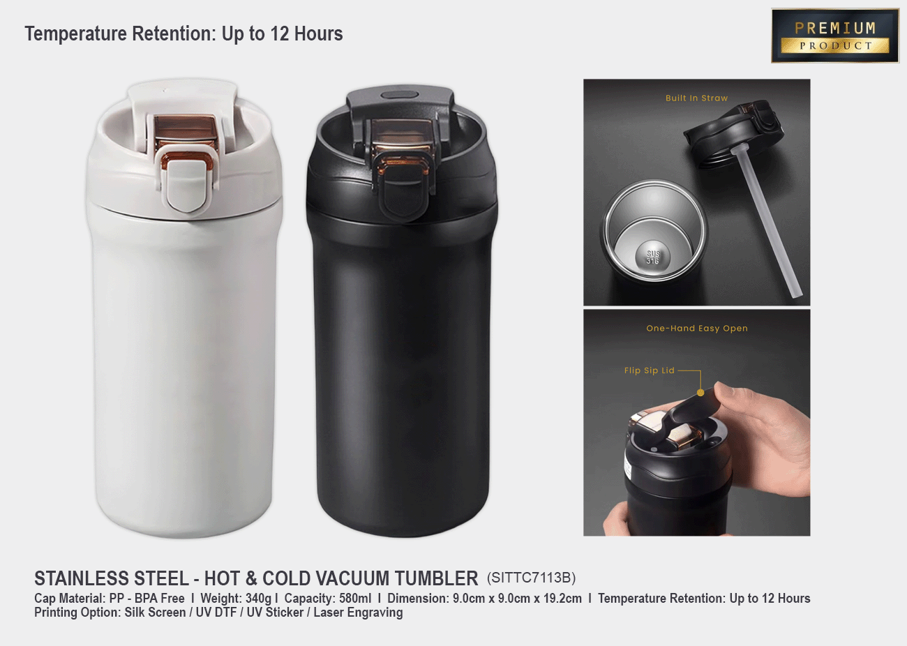 Stainless Steel Tumbler SITTC7113B <br>600ml