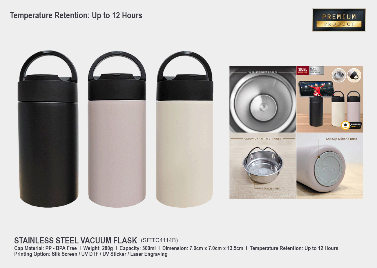 Stainless Steel Vacuum Flask SITTC4114B<br>300ml