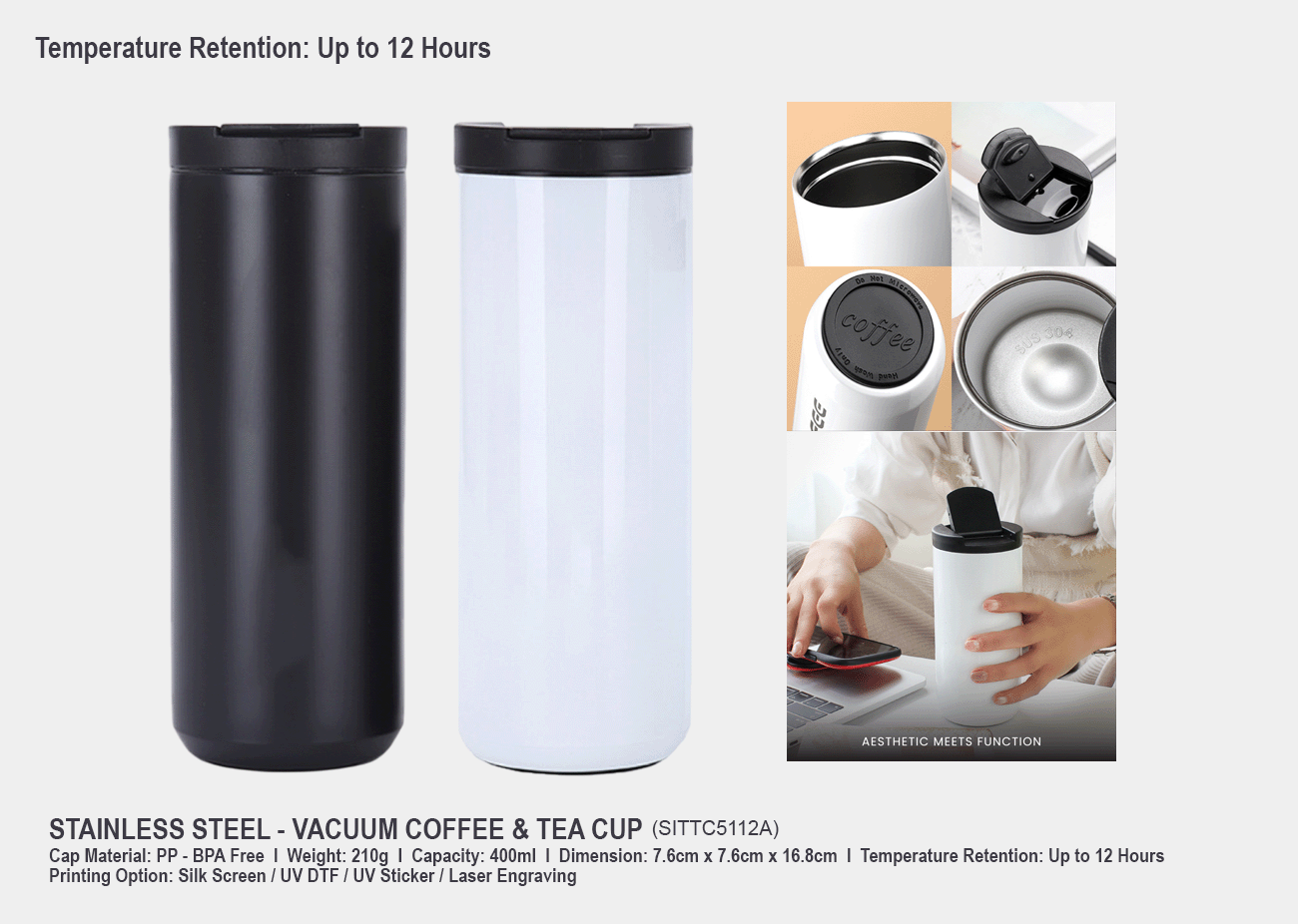 Stainless Steel Vacuum Flask SITTC5112A<br>400ml
