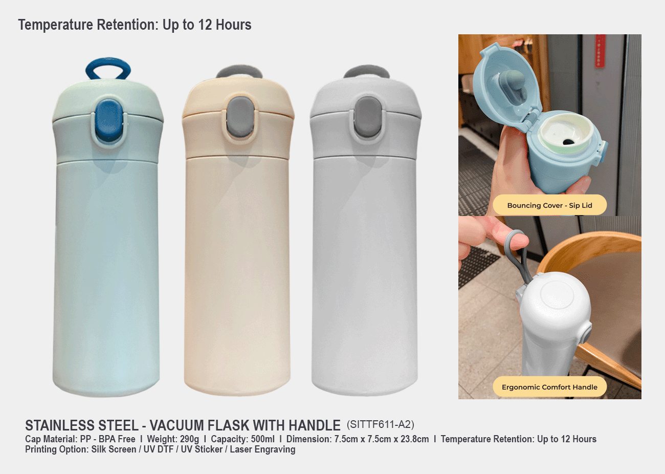 Stainless Steel Vacuum Flask SITTF611-A2<br>500ml