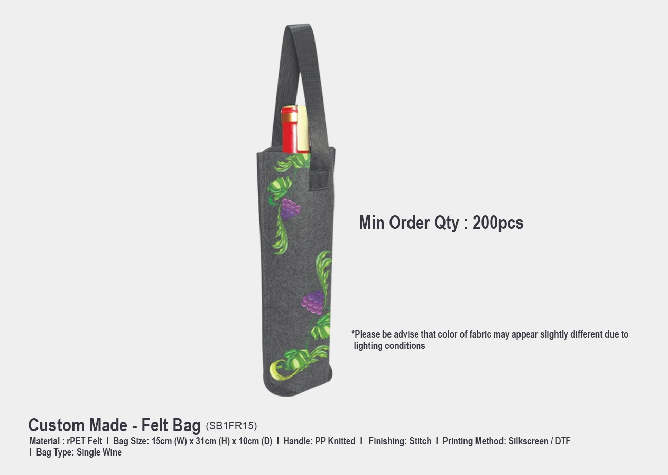 Rpet Felt Bag SB1FR15 <br> Single Wine