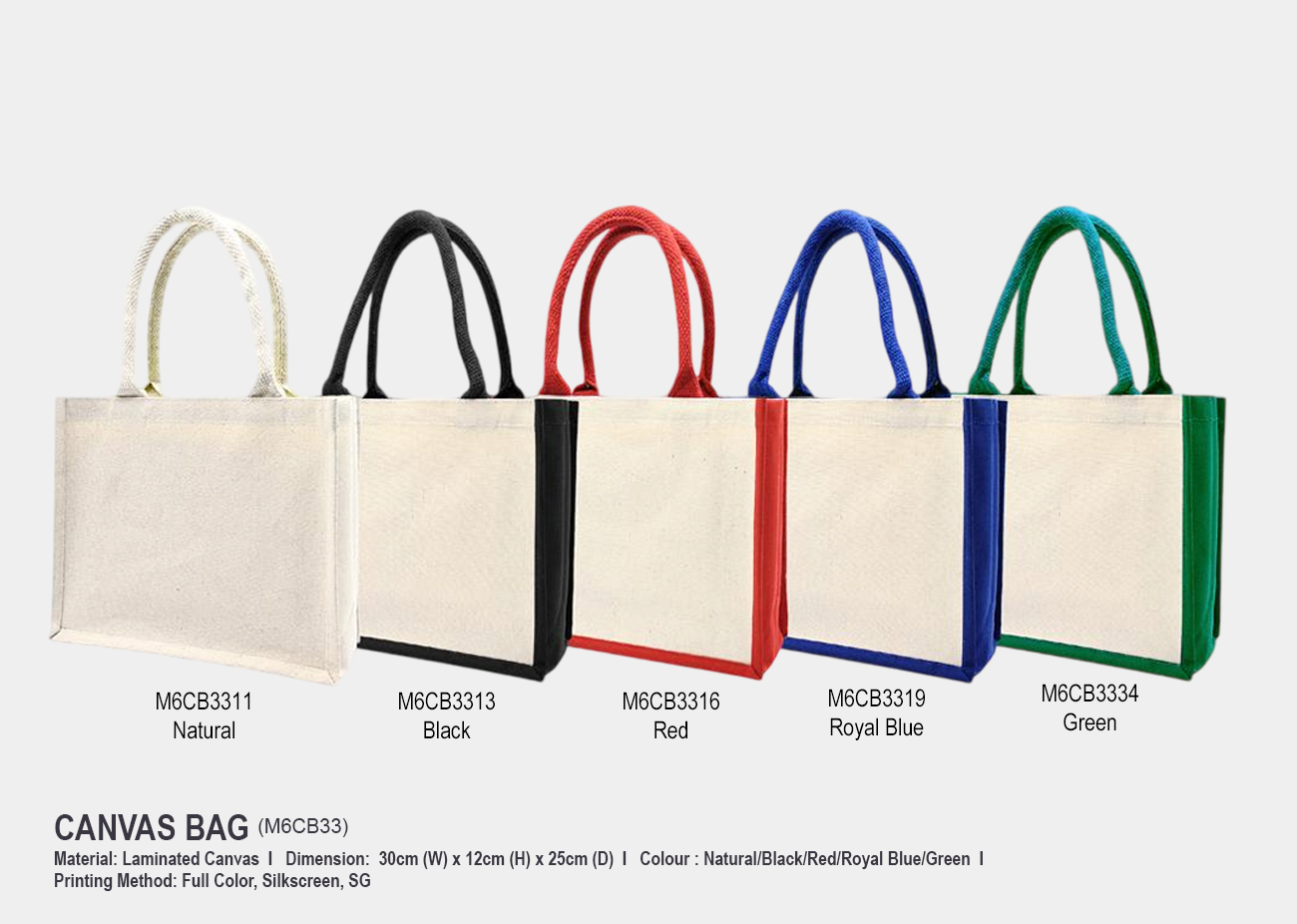 Canvas Bag M6CB33 <br> 30cm(L) x 12cm(W) x 25cm(H)