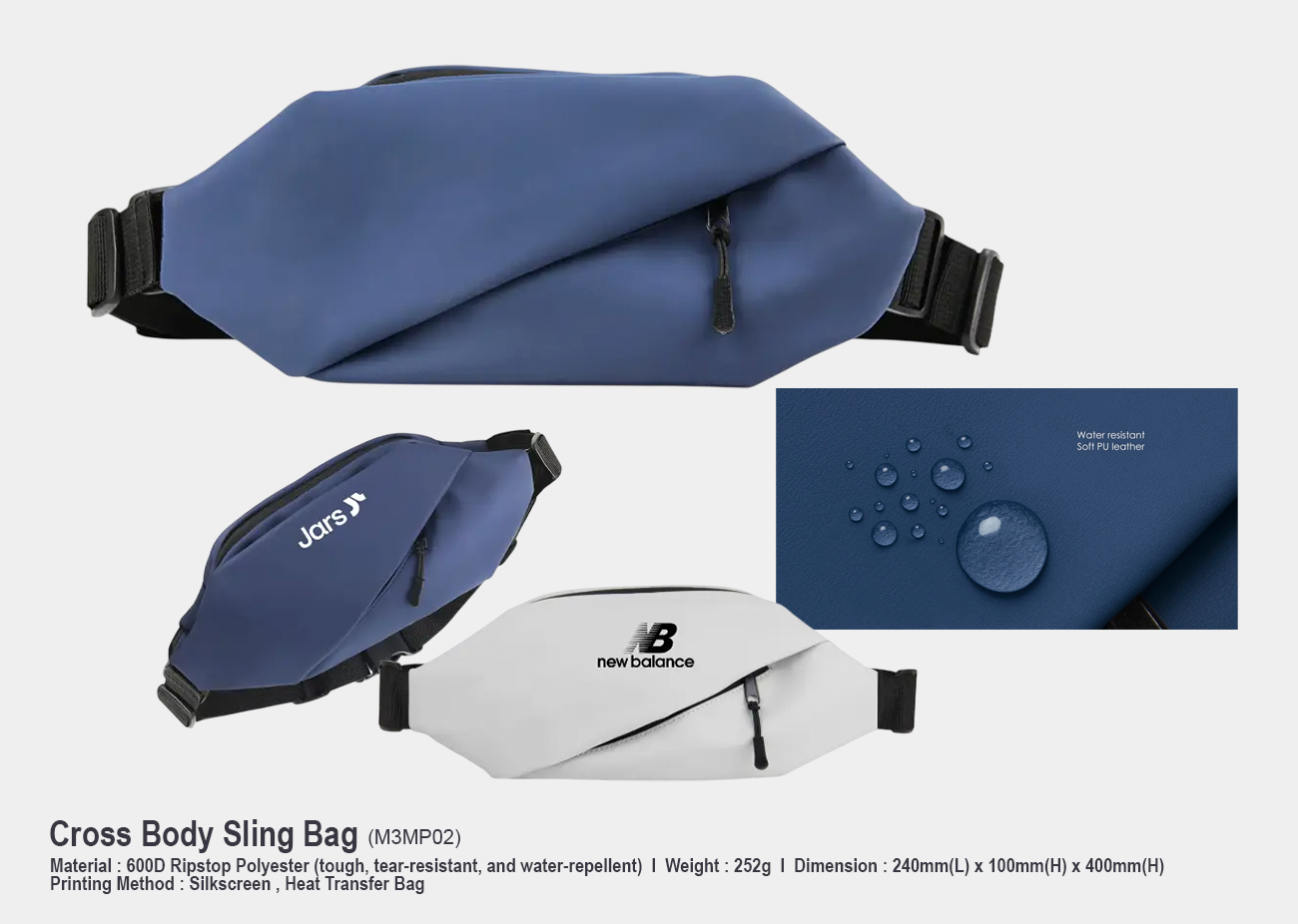 Sling Bag M3MP07 <br> 31cm(L) x 8cm(W) x 14cm(H)