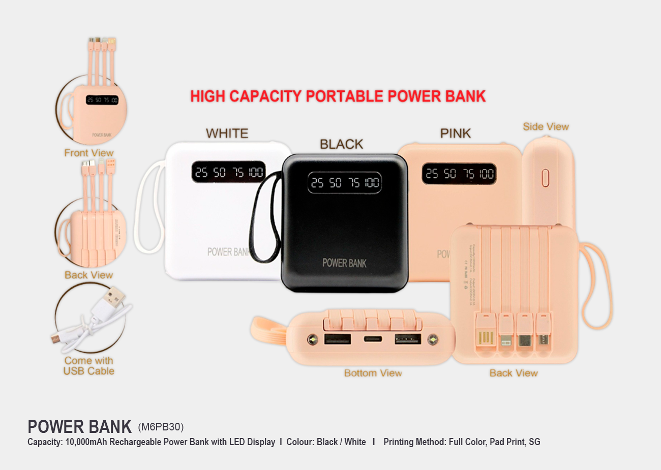 Power Bank with LED Display M6PB30 <br> 10,000mAh