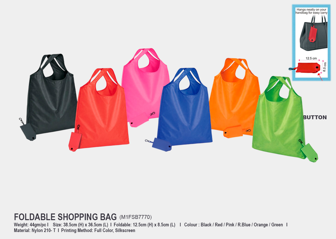 Foldable Shopping Bag M1FSB7770 <br> 38.5cm(H) x 36.5cm(W)