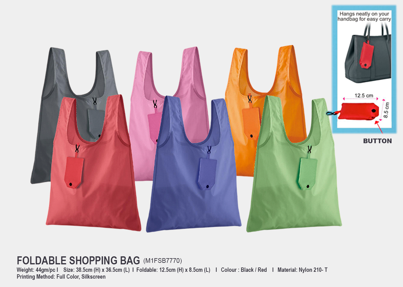 Foldable Shopping Bag M1FSB7770 <br> 38.5cm(H) x 36.5cm(W)