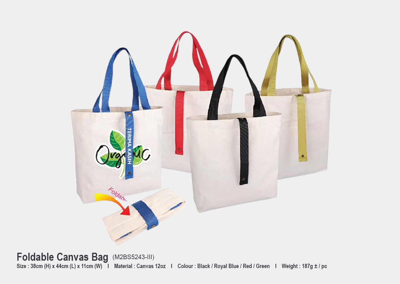 Canvas Bag M2BS5243-III<br> 38cm (H) x 44cm (L) x 11cm (W)