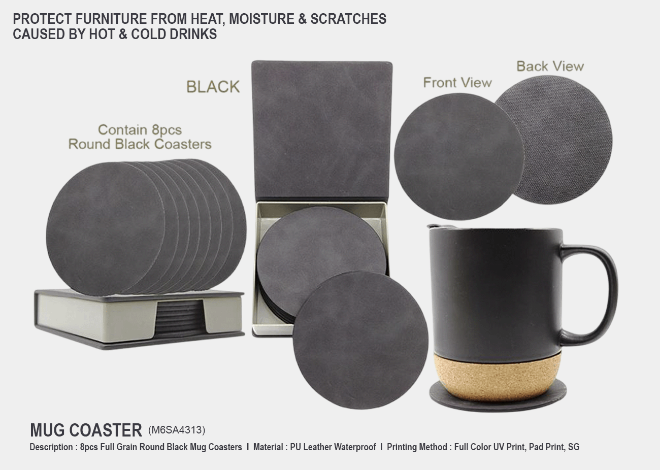 Mug Coasters Round M6SA4313<br>8pcs