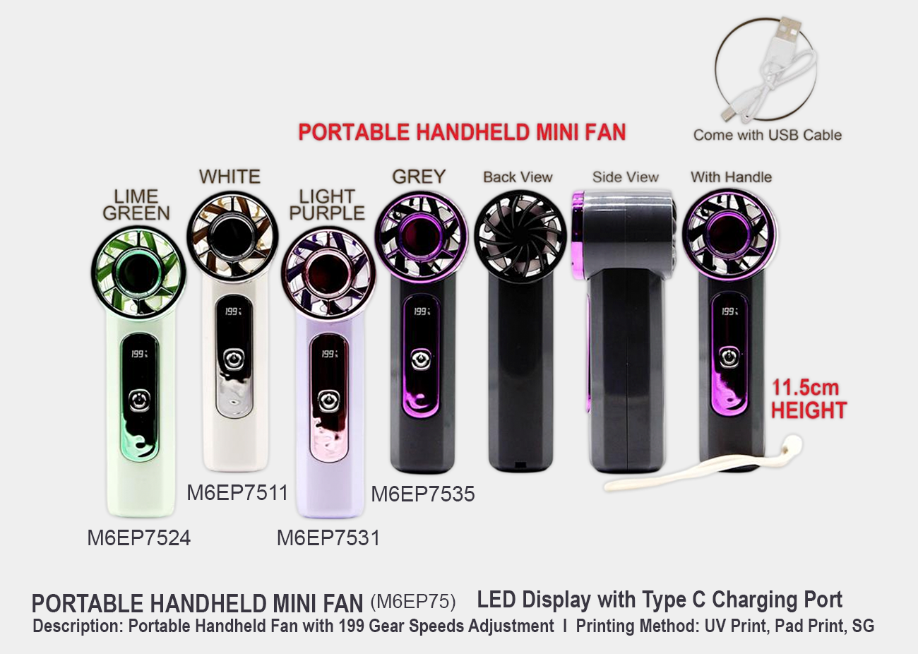Portable Handheld Fan <br>M6EP75 11.5cm (H)