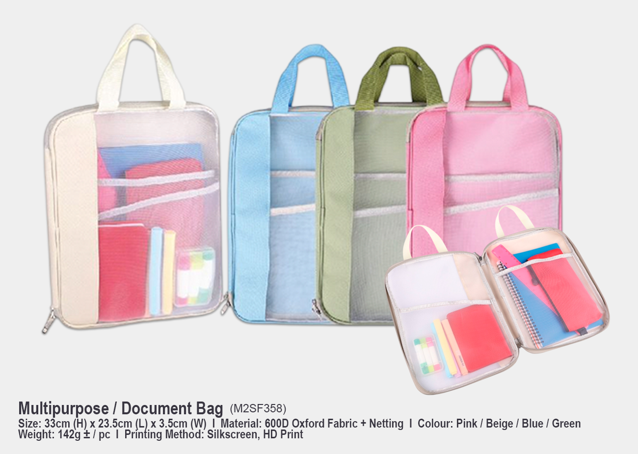 Multipurpose Bag M2SF358 <br> 33cm(W) x 23.5cm(L) x 3.5cm(W)