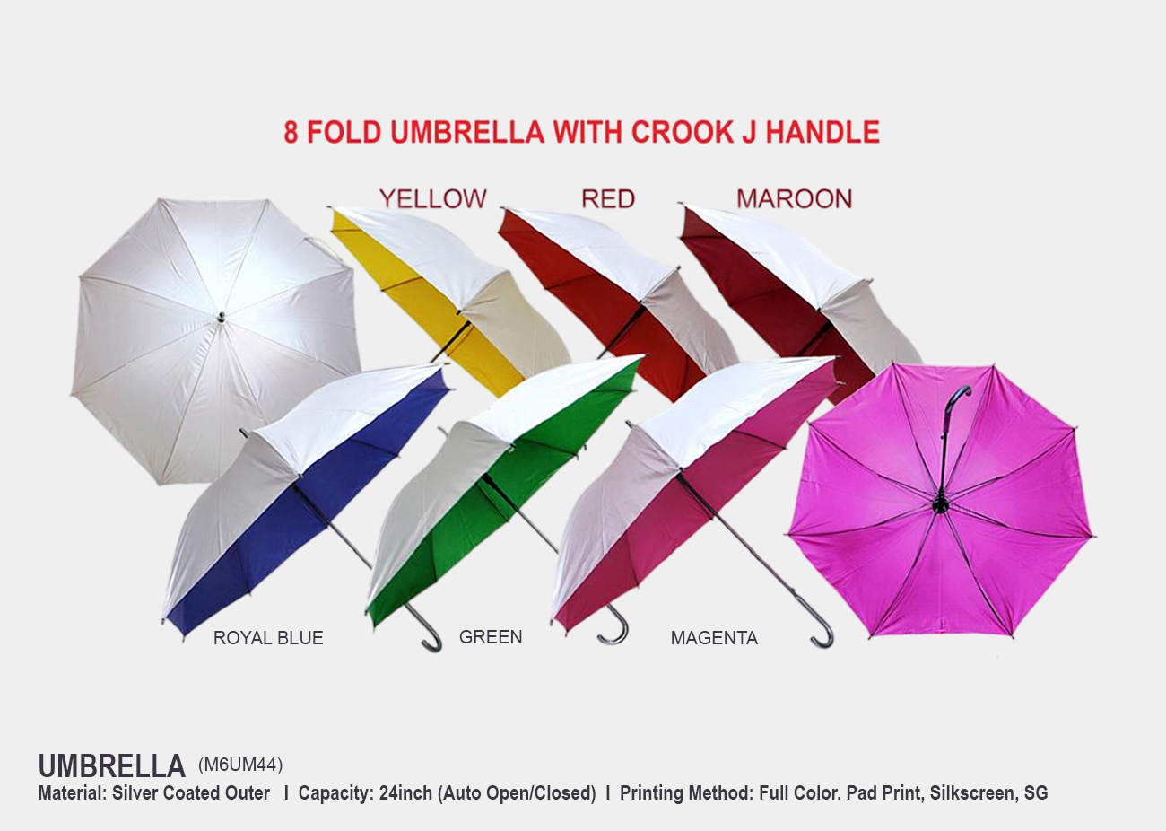 24" Silver Coated Umbrella M6UM44