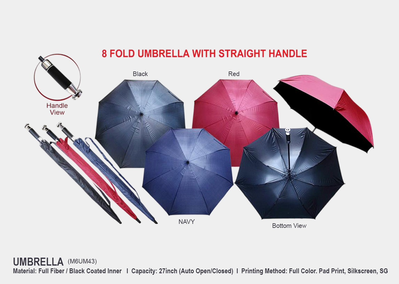 27" Umbrella Full Fiber M6UM43